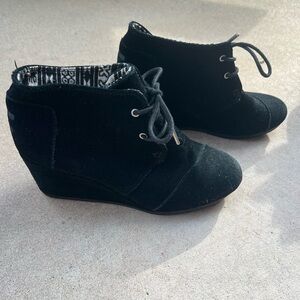 Black Suede Women's Wedge Ankle Boots